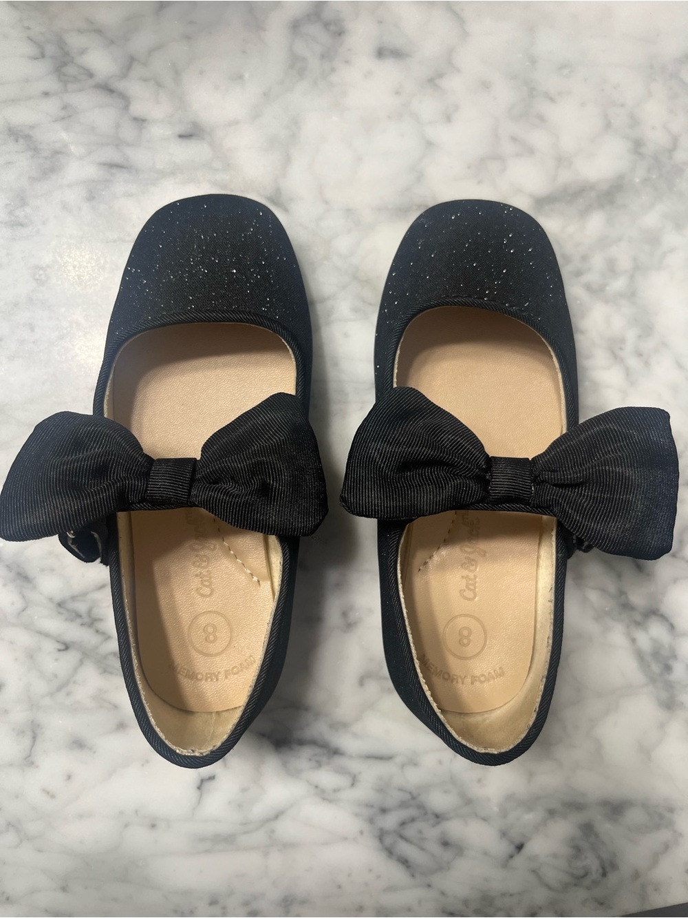Cat & Jack Black Sparkle Bow Ballet Flats